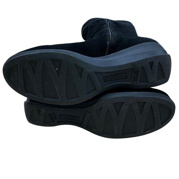 La Canadienne Black Knee High Suede Buckle Accent Side Zip Wedge Boot Sz 8M EUC - Picture 7 of 8